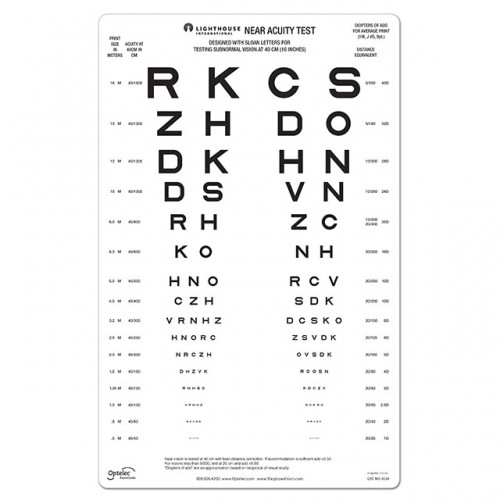 Lighthouse Near chart Low Vision Booklet (40 cm)