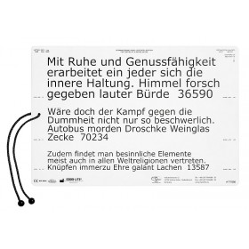 Reading plate in German – reciprocally printed (Verdana) for 40 cm