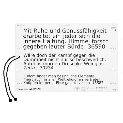 Lesetafel, deutscher Text