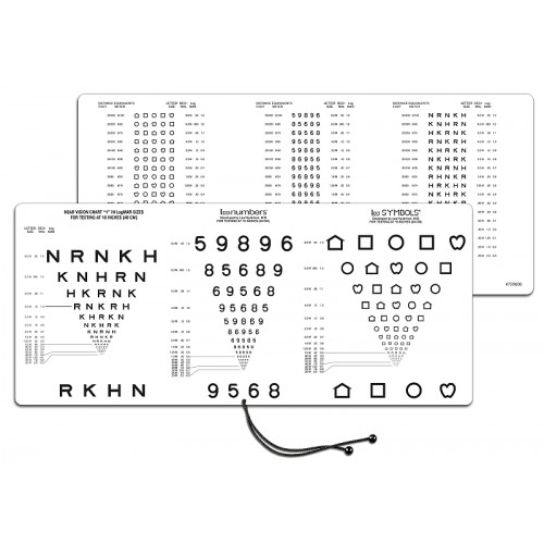 Nahsehtafel mit Buchstaben, Zahlen, Symbolen