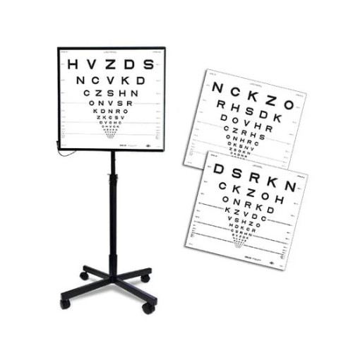 ETDRS-Lichtkasten ESV 3000 Set inkl. Fuß und 3 ETDRS-Originalserie-Tafeln 4m