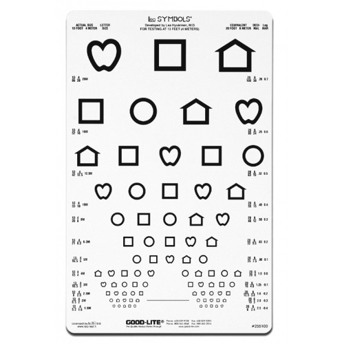 LEA™Symbole - Lichtdurchlässige Sehtafel Ferne mit 12 Linien, 4 m